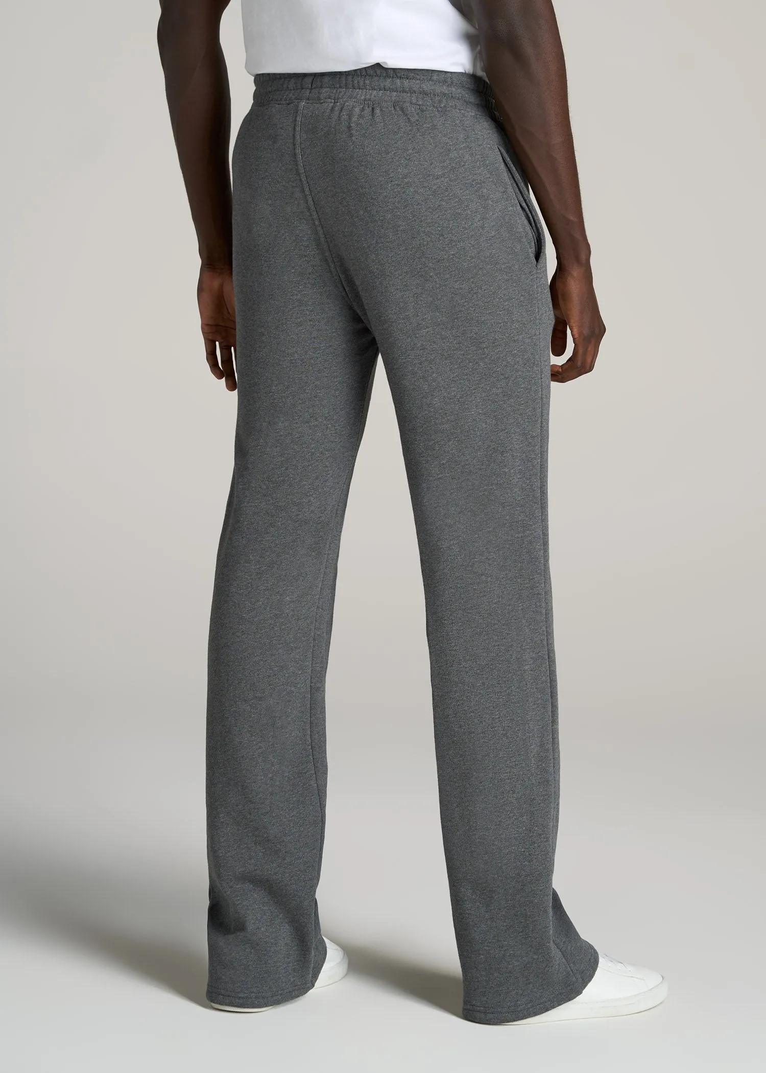 Wearever Fleece Open-Bottom Sweatpants for Tall Men in Charcoal Mix sold by American Tall product image thumbnail 5