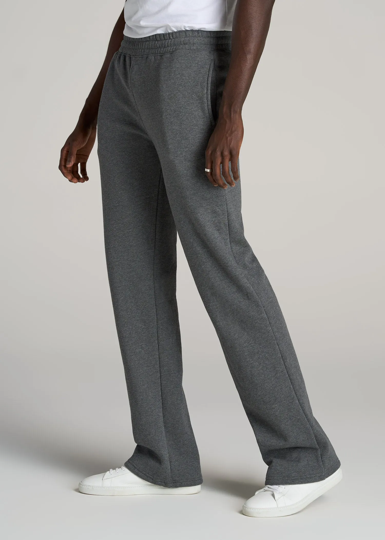 Wearever Fleece Open-Bottom Sweatpants for Tall Men in Charcoal Mix sold by American Tall product image thumbnail 3