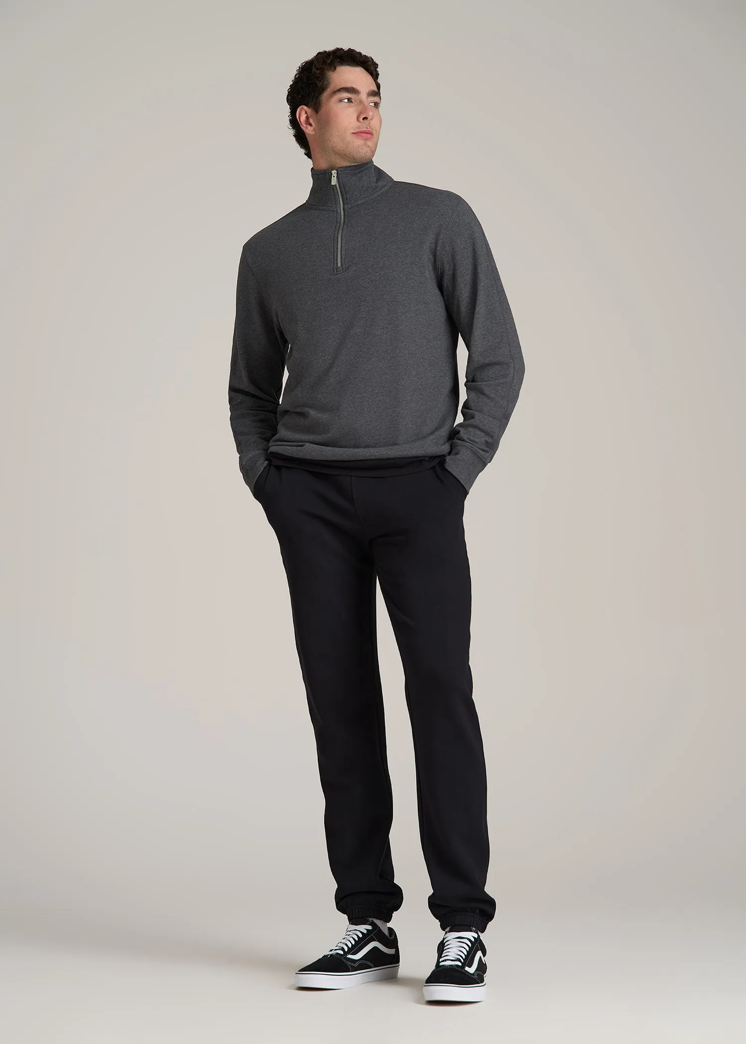 Wearever 2.0 French Terry Quarter-Zip Sweatshirt for Tall Men in Charcoal Mix sold by American Tall product image thumbnail 4
