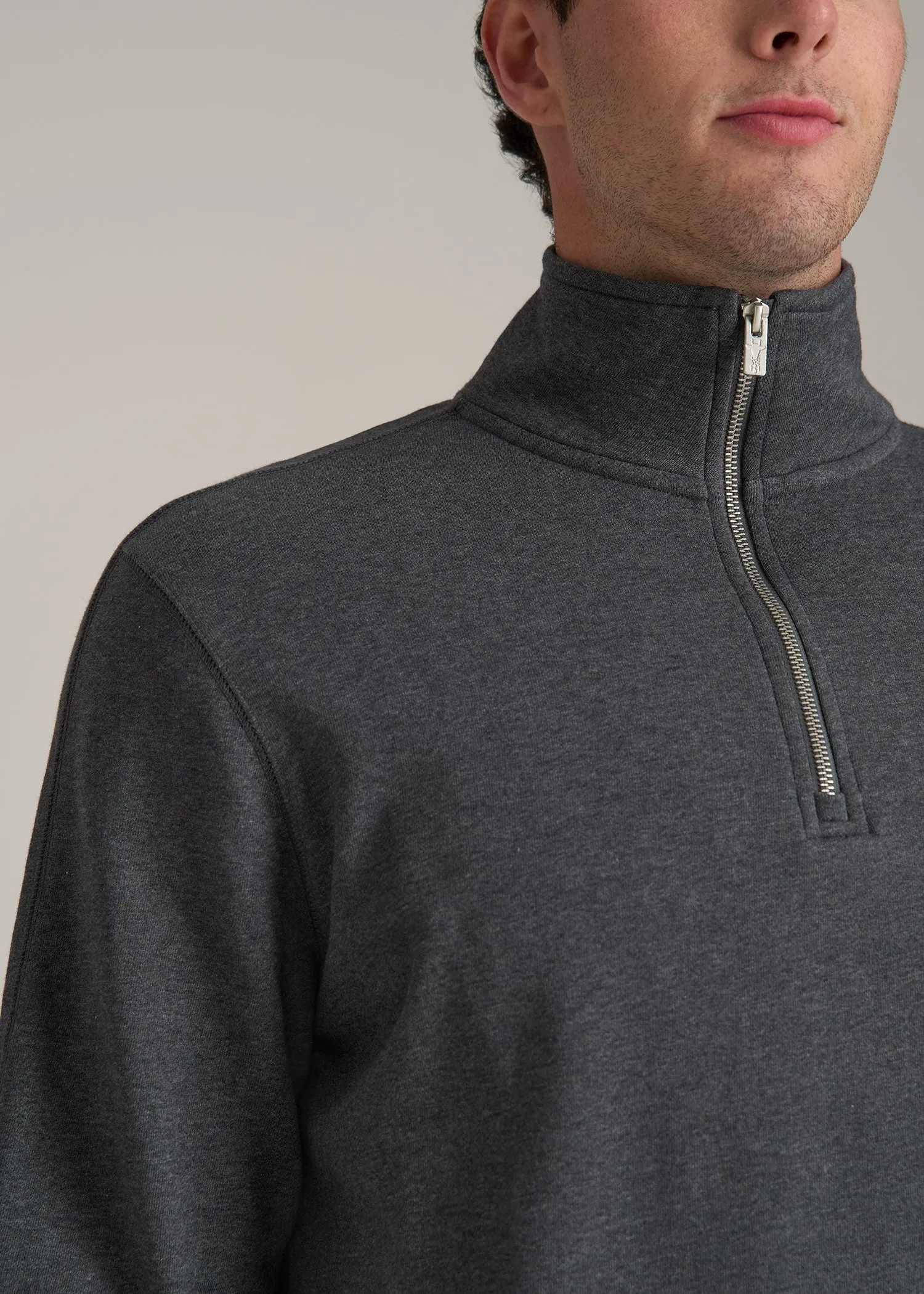 Wearever 2.0 French Terry Quarter-Zip Sweatshirt for Tall Men in Charcoal Mix sold by American Tall product image thumbnail 2