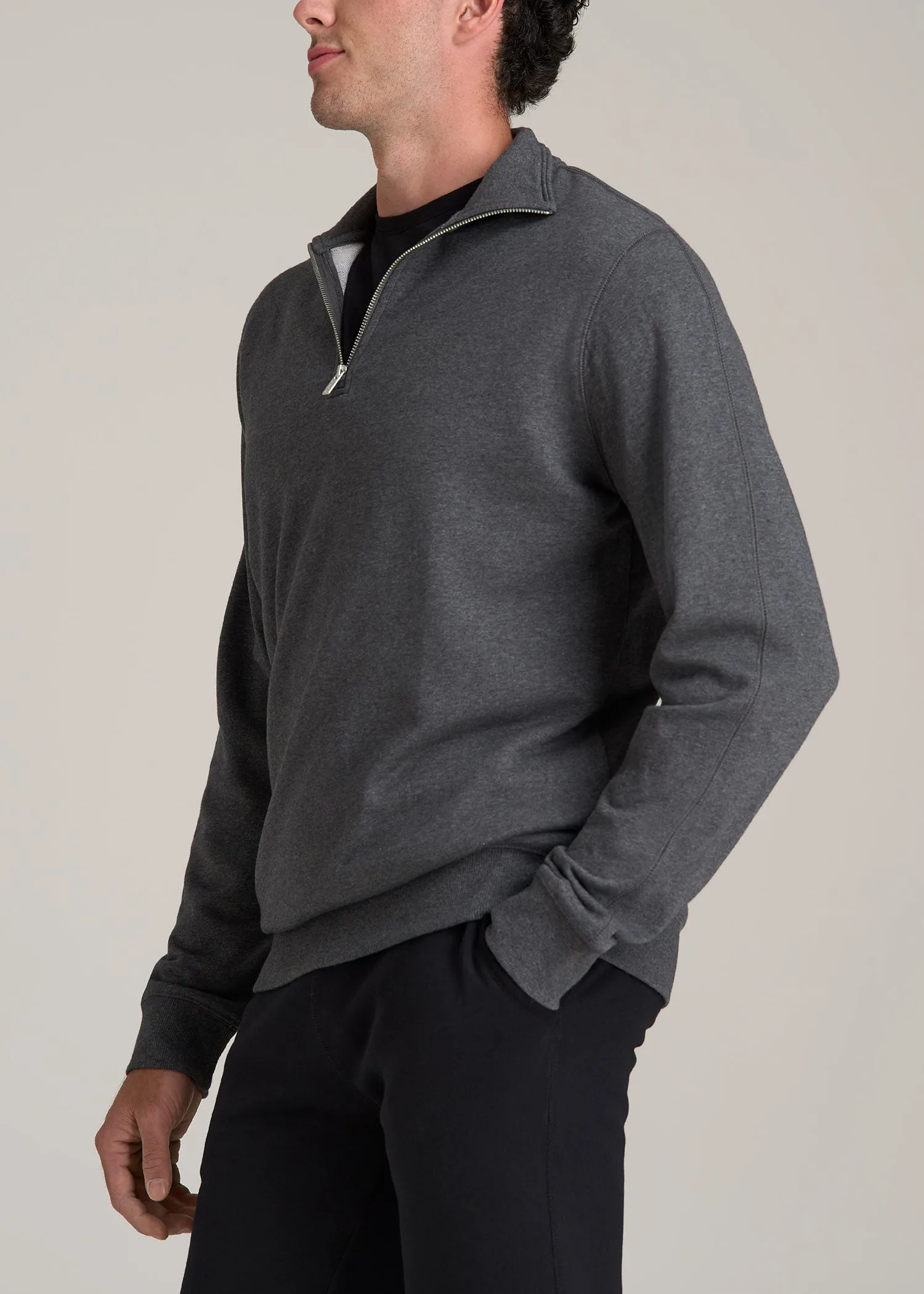 Wearever 2.0 French Terry Quarter-Zip Sweatshirt for Tall Men in Charcoal Mix sold by American Tall product image thumbnail 3