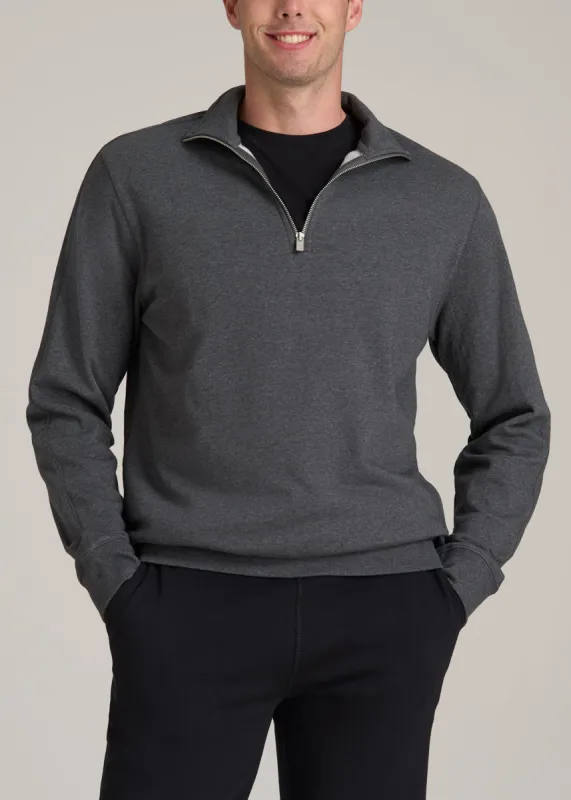 Wearever 2.0 French Terry Quarter-Zip Sweatshirt for Tall Men in Charcoal Mix sold by American Tall