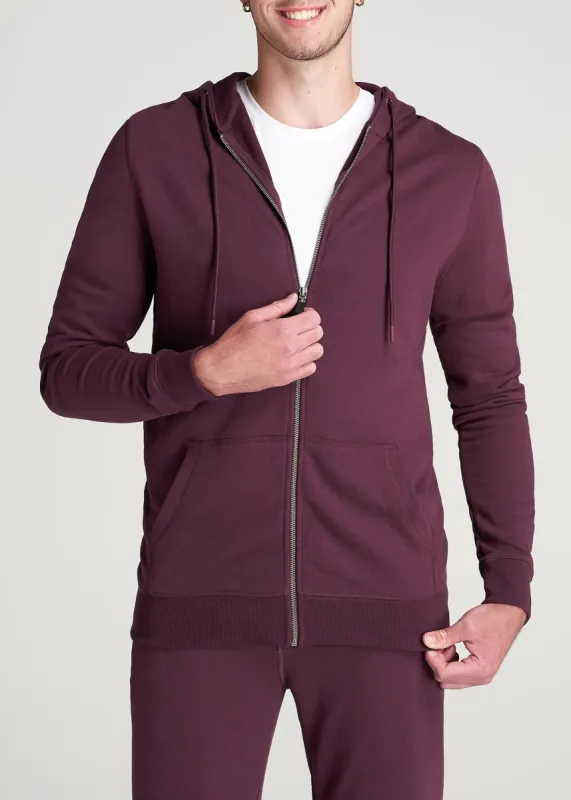 Wearever French Terry Full-Zip Hoodie for Tall Men in Maroon sold by American Tall