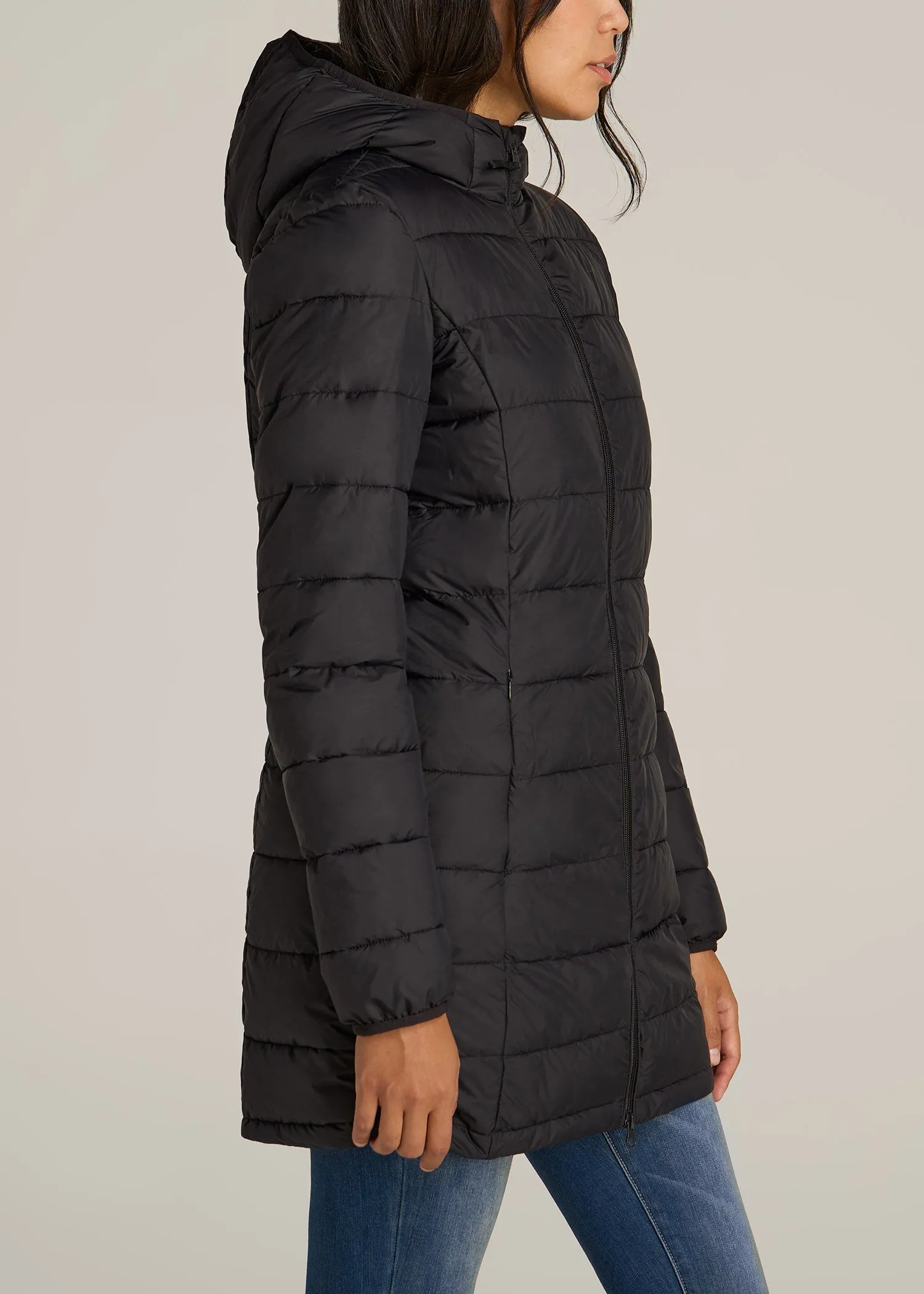 Packable Puffer Jacket for Tall Women in Black sold by American Tall product image thumbnail 3