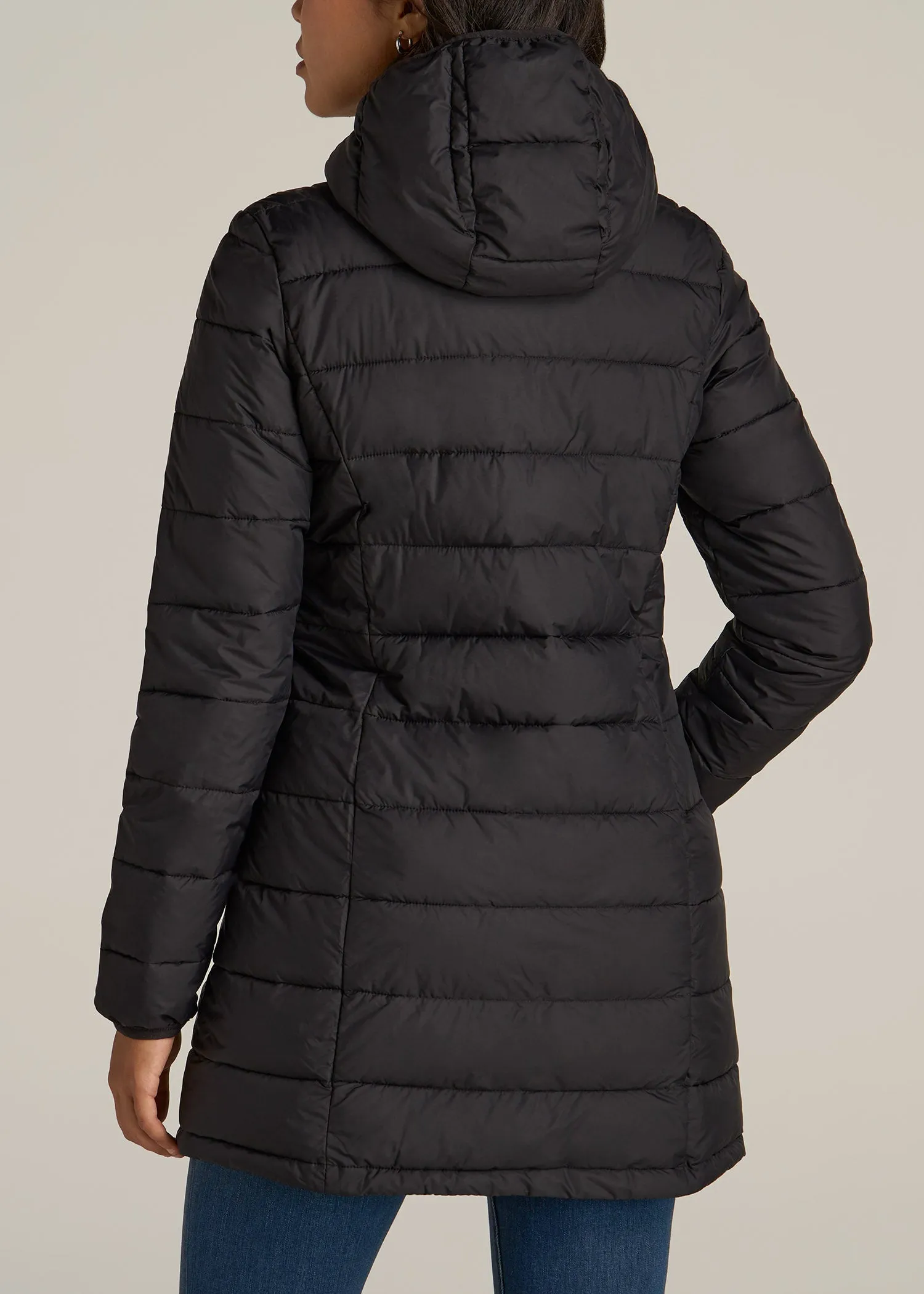 Packable Puffer Jacket for Tall Women in Black sold by American Tall product image thumbnail 5