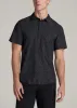 Coastal Perforated Tall Men's Polo Shirt in Black Tropical sold by American Tall