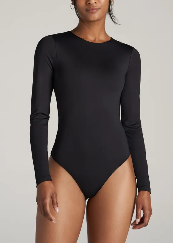 Long Sleeve Bodysuit for Tall Women in Black sold by American Tall