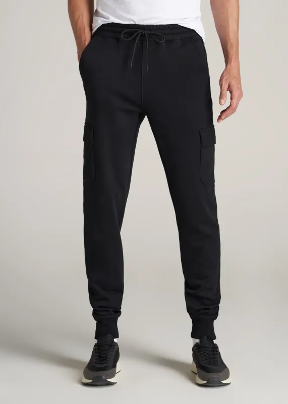 Wearever Fleece Cargo Jogger For Tall Men in Black sold by American Tall