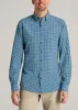 Traveler Stretch Dress Shirt for Tall Men in Teal Gingham sold by American Tall