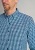 Traveler Stretch Dress Shirt for Tall Men in Teal Gingham sold by American Tall