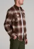LJ&S Rugged Plaid Shirt Men's in Dark Brown and Beige Plaid sold by American Tall