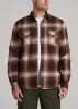 LJ&S Rugged Plaid Shirt Men's in Dark Brown and Beige Plaid sold by American Tall
