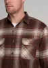 LJ&S Rugged Plaid Shirt Men's in Dark Brown and Beige Plaid sold by American Tall