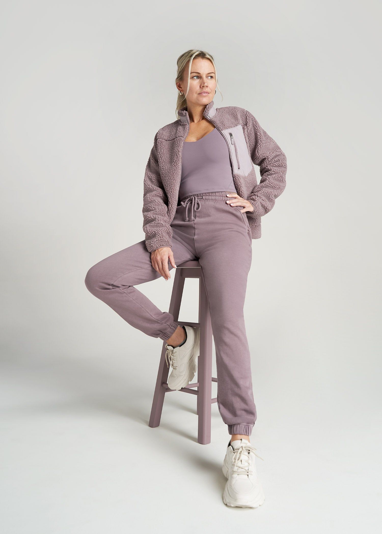 Polar Fleece Zip-Up in Smoked Mauve - Tall Women's Jackets sold by American Tall product image thumbnail 4
