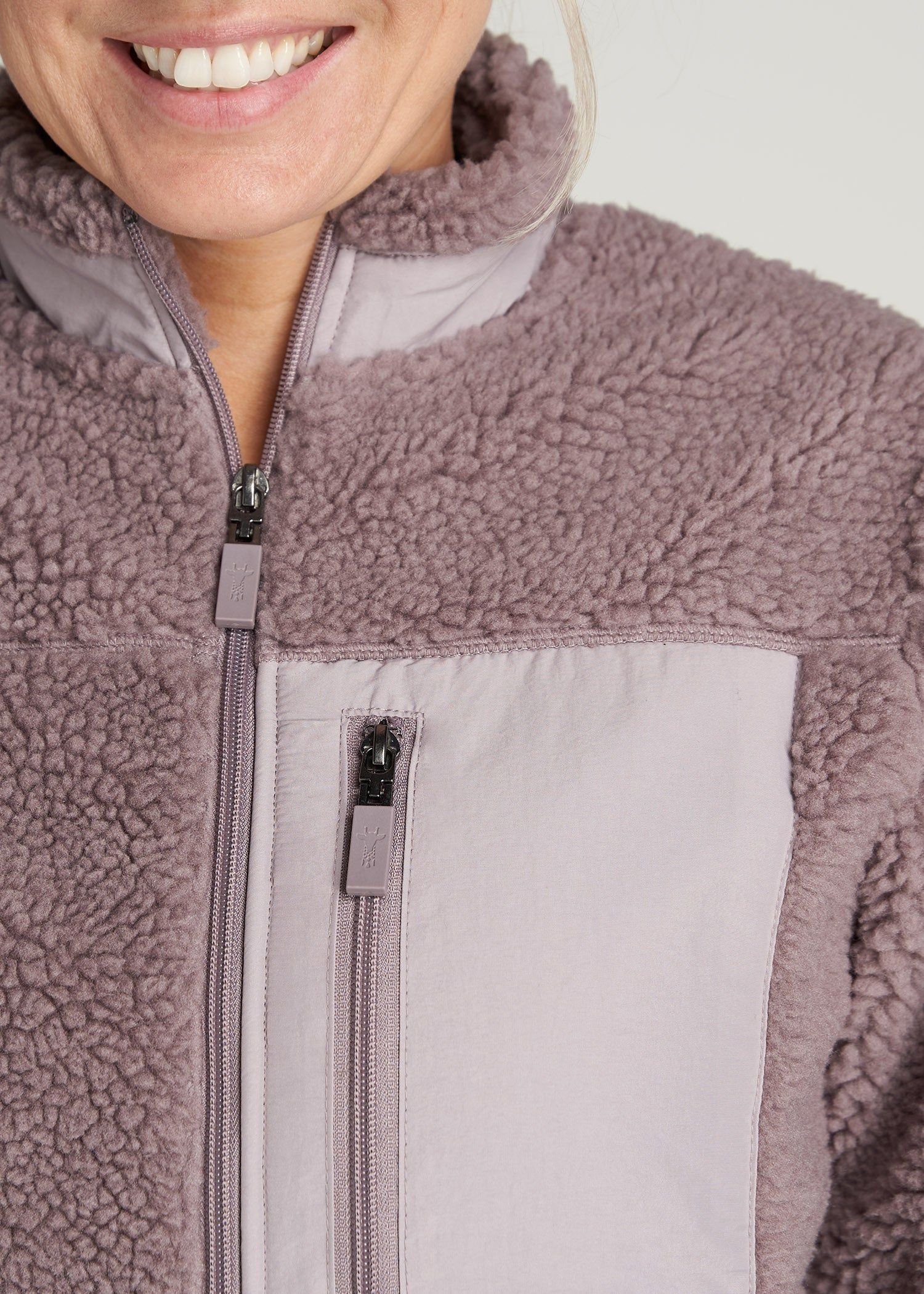 Polar Fleece Zip-Up in Smoked Mauve - Tall Women's Jackets sold by American Tall product image thumbnail 2