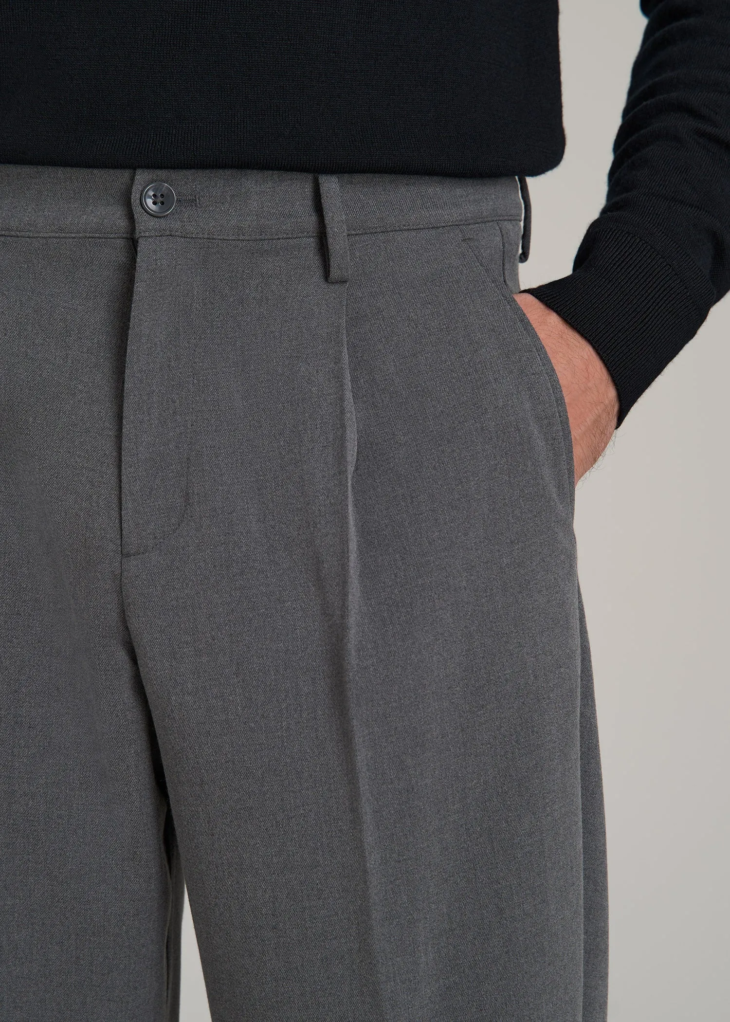 Tall Men's Relaxed Pleated Trouser in Charcoal Mix sold by American Tall product image thumbnail 2