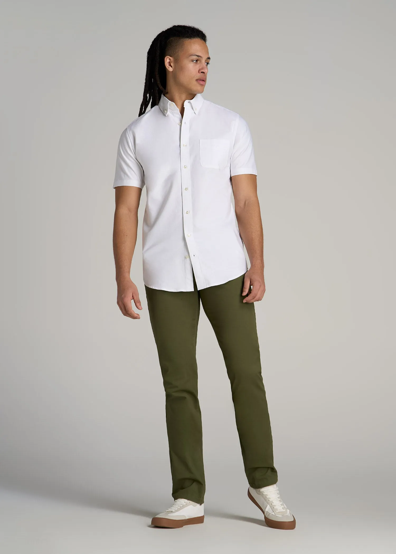 Short Sleeve Oxford Button Shirt For Tall Men in White sold by American Tall product image thumbnail 4