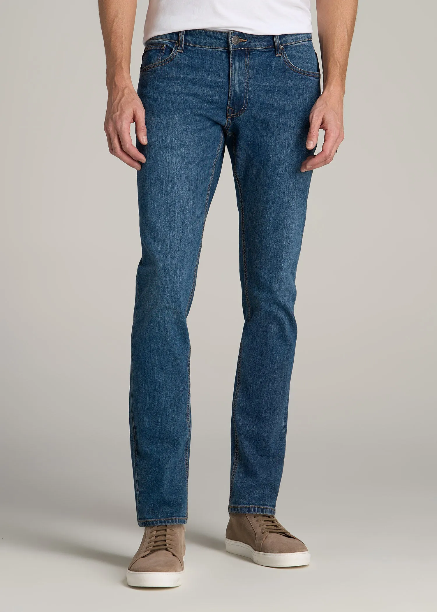 Carman TAPERED Jeans for Tall Men in Worn Blue sold by American Tall