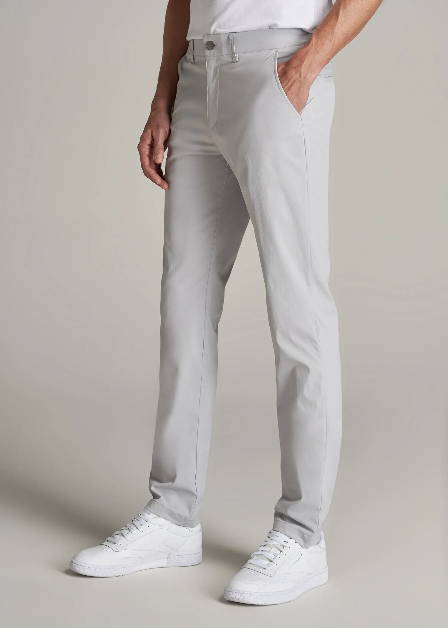 TAPERED FIT Traveler Chino Pants for Tall Men in Light Grey sold by American Tall product image thumbnail 3