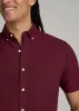 Short Sleeve Oxford Button Shirt For Tall Men in Dark Cherry sold by American Tall