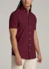 Short Sleeve Oxford Button Shirt For Tall Men in Dark Cherry sold by American Tall