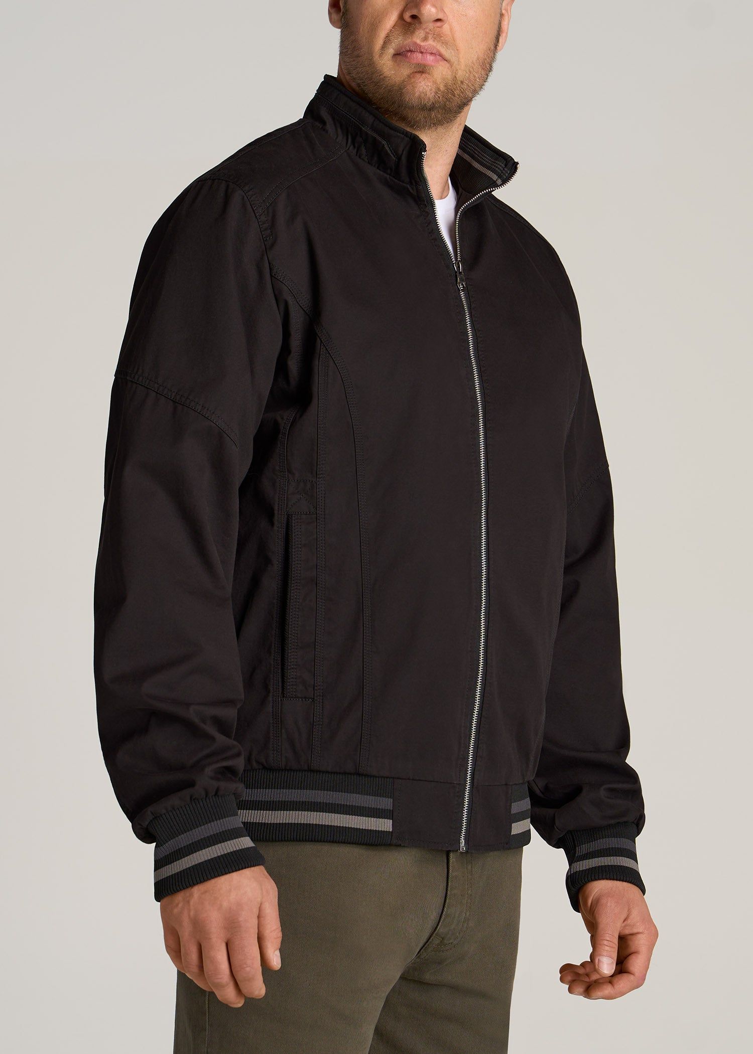 LJ&S Cotton Bomber Jackets for Tall Men in Black sold by American Tall product image thumbnail 3