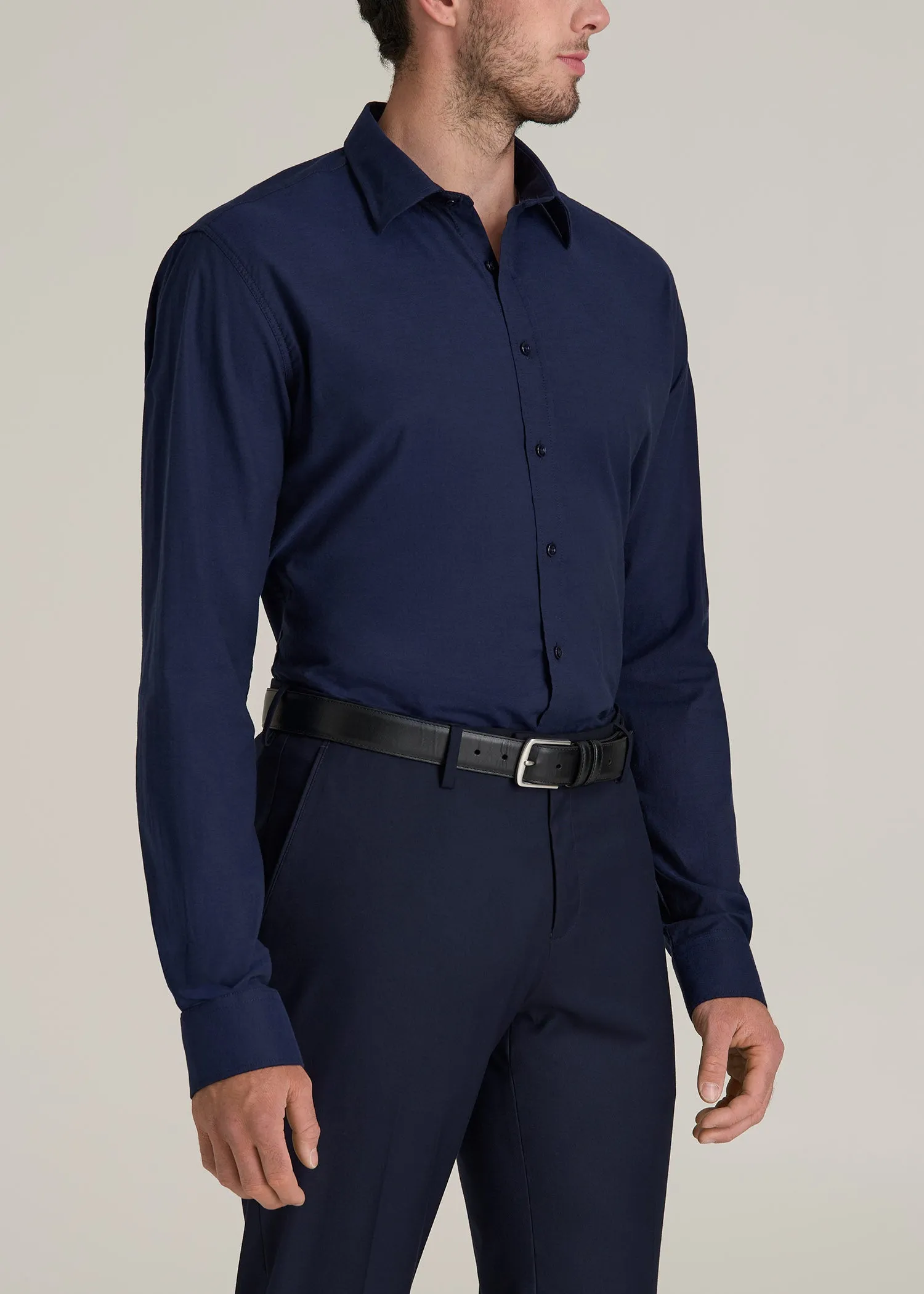 Oskar Button-Up Dress Shirt for Tall Men in Deep Blue Mix sold by American Tall product image thumbnail 3