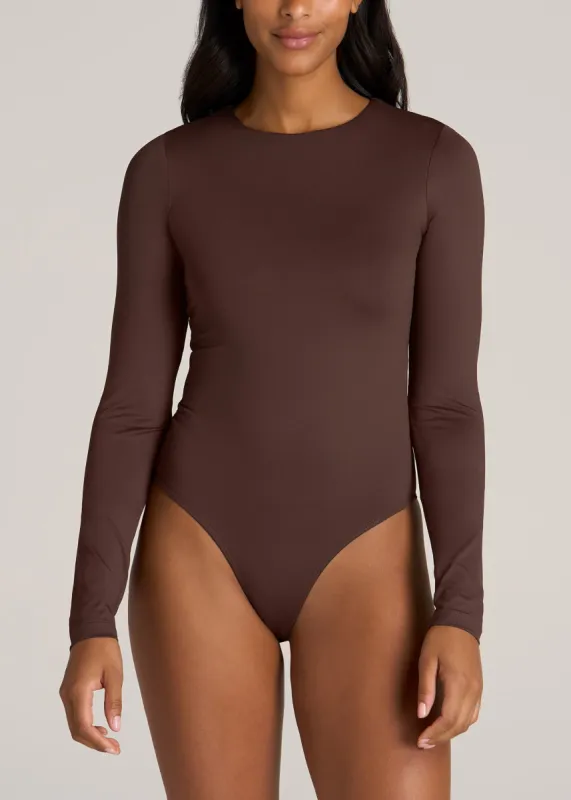 Long Sleeve Bodysuit for Tall Women in Chocolate sold by American Tall