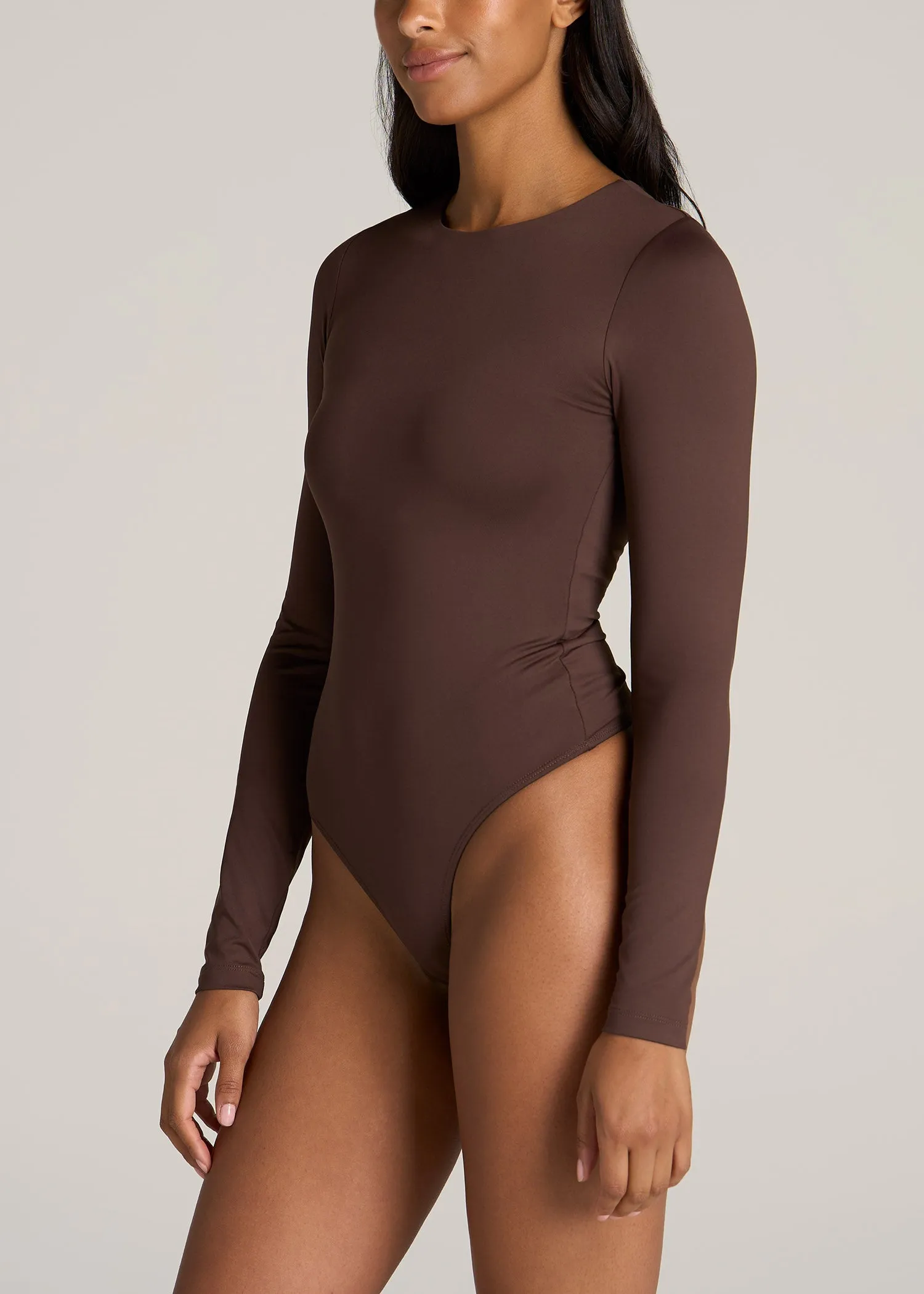 Long Sleeve Bodysuit for Tall Women in Chocolate sold by American Tall product image thumbnail 3
