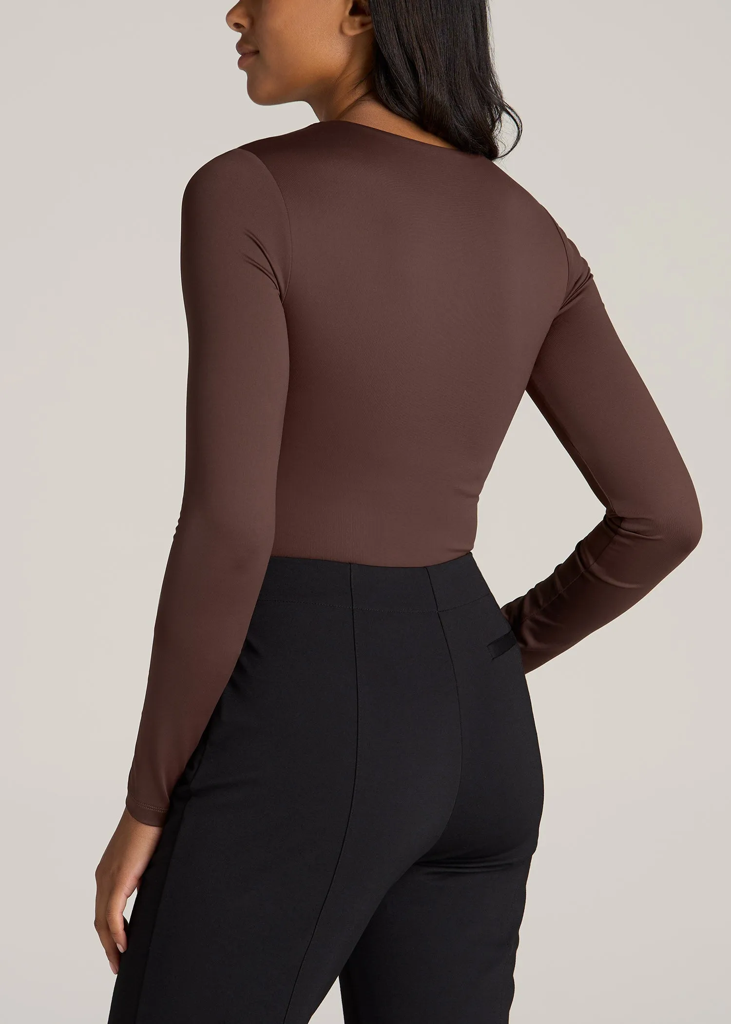 Long Sleeve Bodysuit for Tall Women in Chocolate sold by American Tall product image thumbnail 4