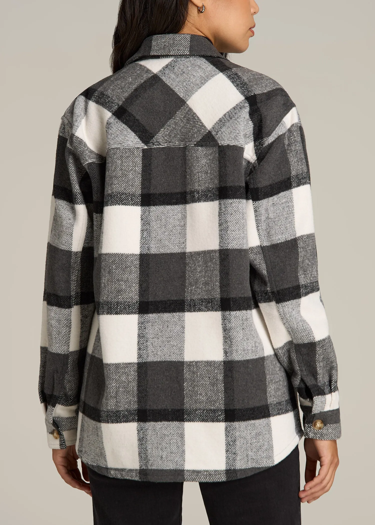 Flannel Shacket for Tall Women in Grey and Black Plaid sold by American Tall product image thumbnail 5