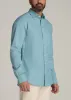Stretch Linen Dress Shirt for Tall Men in Misty Teal Dobby sold by American Tall