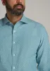 Stretch Linen Dress Shirt for Tall Men in Misty Teal Dobby sold by American Tall