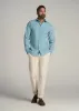 Stretch Linen Dress Shirt for Tall Men in Misty Teal Dobby sold by American Tall