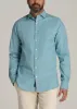 Stretch Linen Dress Shirt for Tall Men in Misty Teal Dobby sold by American Tall