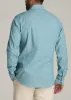Stretch Linen Dress Shirt for Tall Men in Misty Teal Dobby sold by American Tall