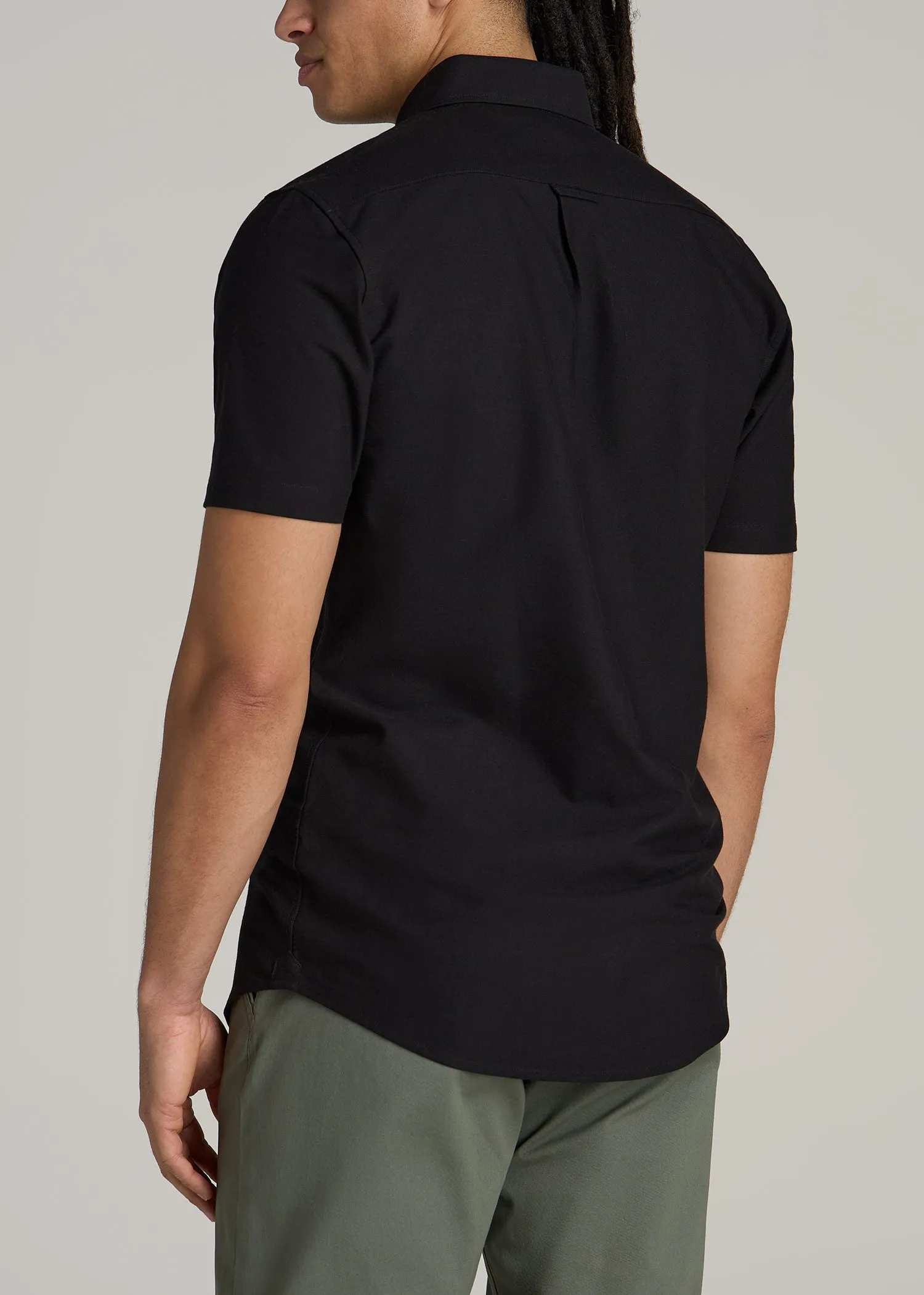 Short Sleeve Oxford Button Shirt For Tall Men in Black sold by American Tall product image thumbnail 5