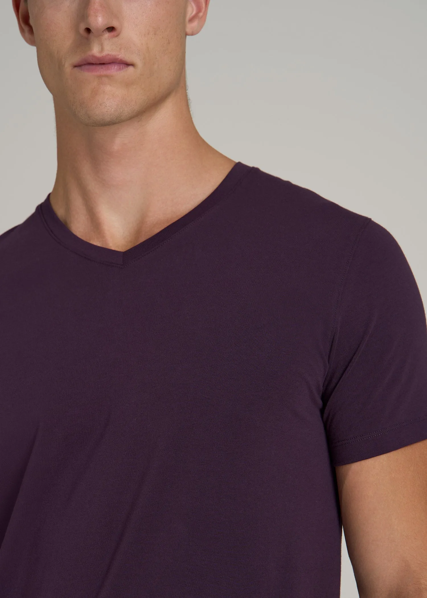 The Essential MODERN-FIT V-Neck Tee for Tall Men in Midnight Plum sold by American Tall product image thumbnail 2
