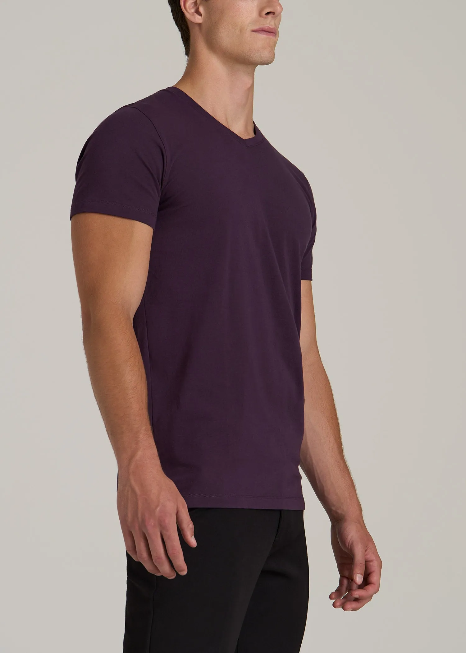 The Essential MODERN-FIT V-Neck Tee for Tall Men in Midnight Plum sold by American Tall product image thumbnail 3