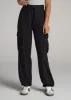 High Rise Cargo Parachute Pants for Tall Women in Black sold by American Tall