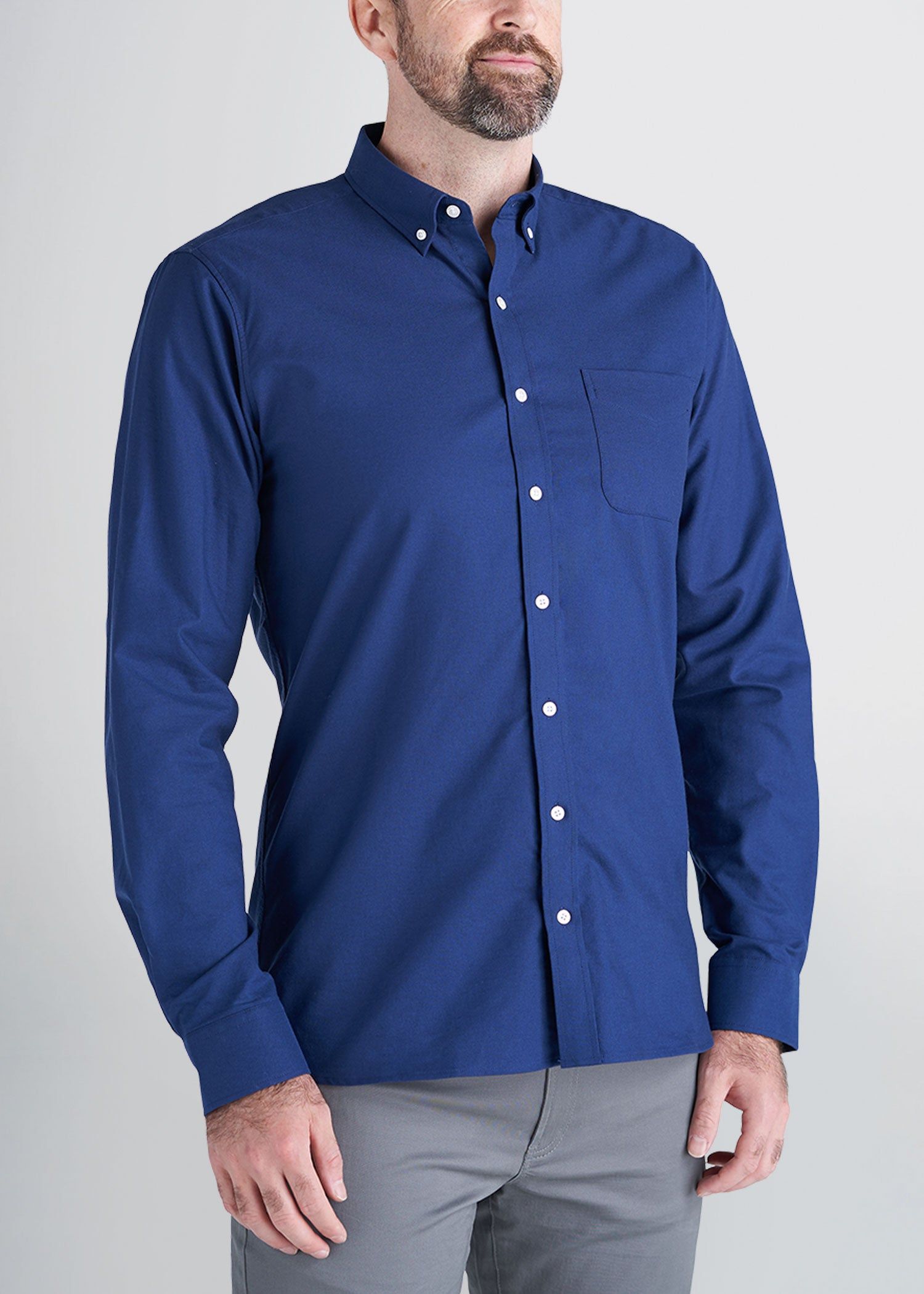 The Washed Oxford: Mens Tall Button Down Shirts in Cobalt Blue sold by American Tall