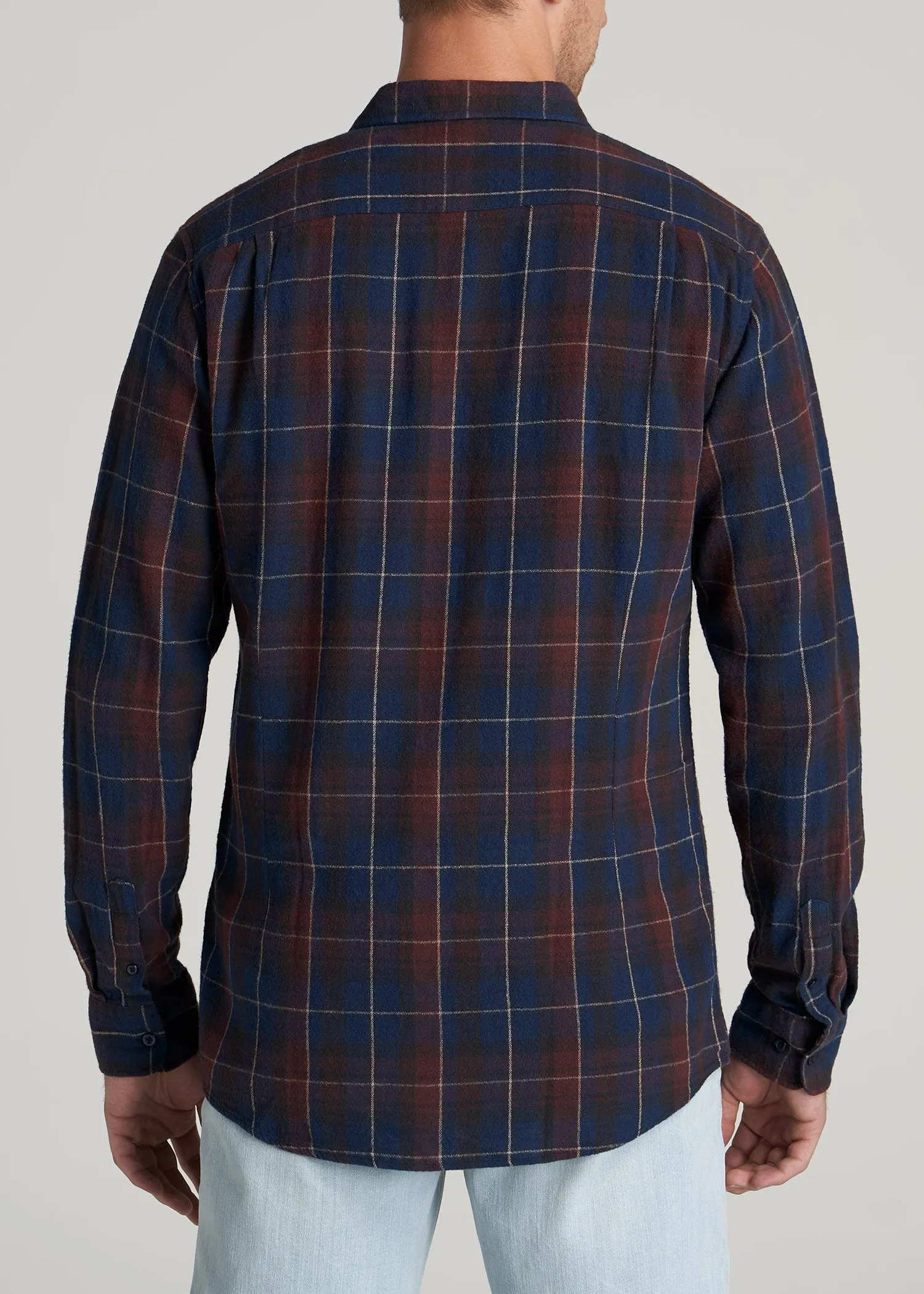 Men's Tall Nelson Button-Up Shirt in Port & Dark Cobalt Plaid sold by American Tall product image thumbnail 5