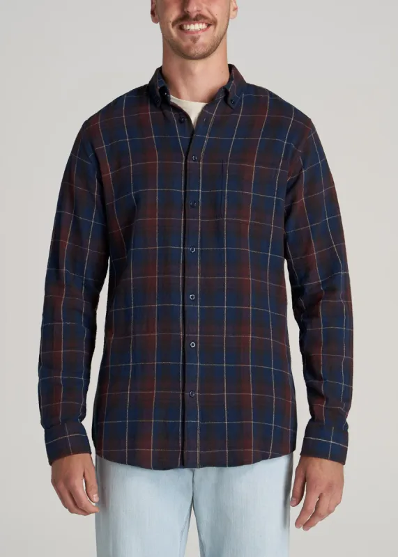 Men's Tall Nelson Button-Up Shirt in Port & Dark Cobalt Plaid sold by American Tall