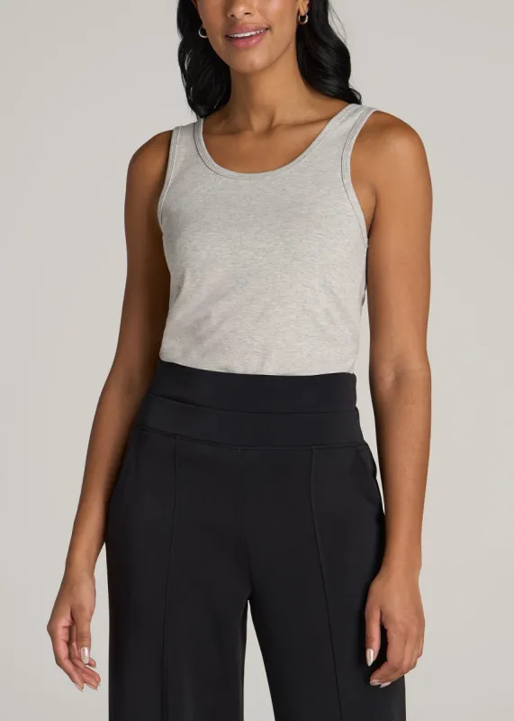 Slim Fit Jersey Tank Top for Tall Women in Grey Mix sold by American Tall