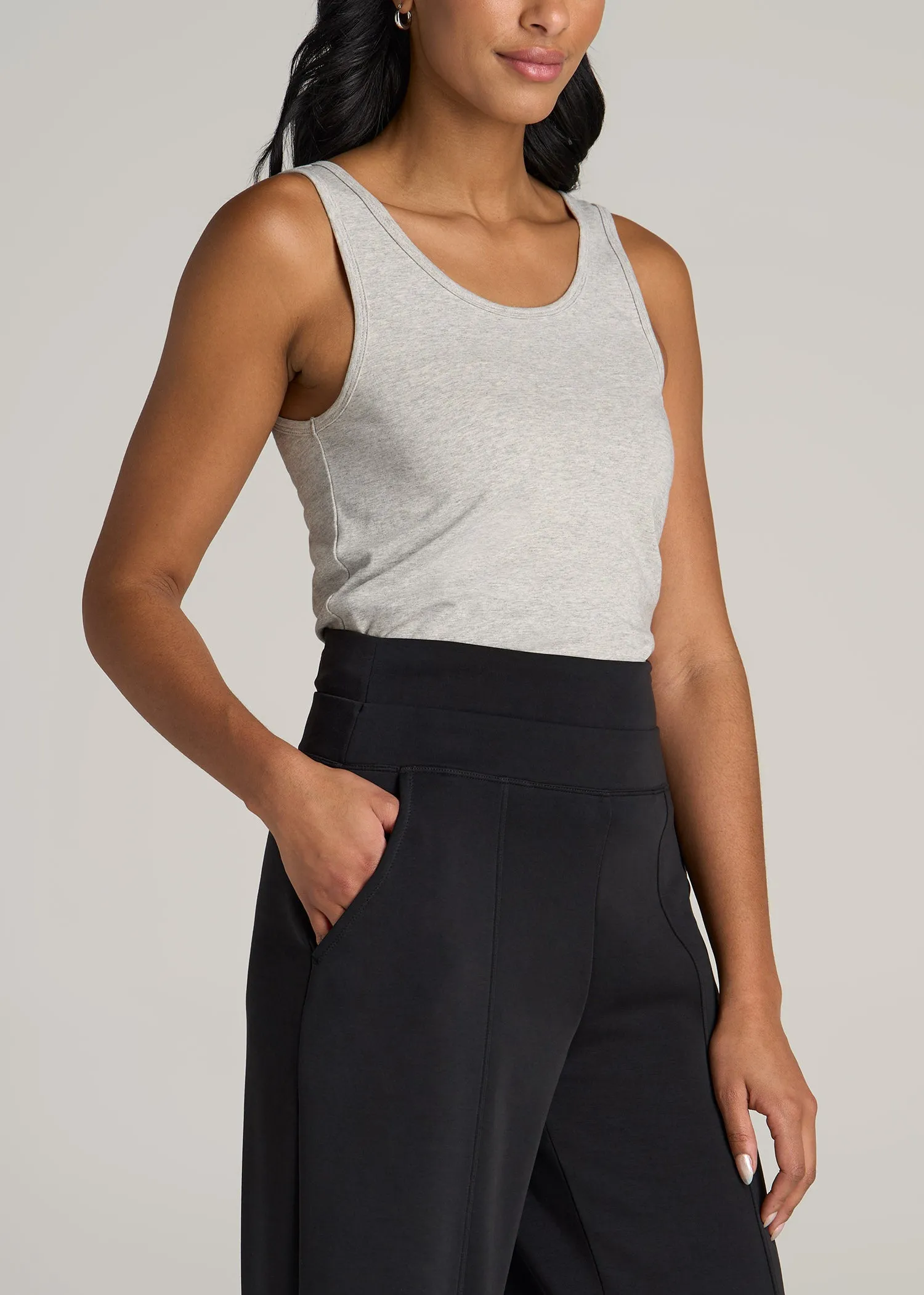 Slim Fit Jersey Tank Top for Tall Women in Grey Mix sold by American Tall product image thumbnail 3