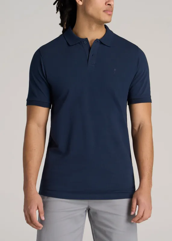 Men's Tall Classic Polo with Embroidered Logo in Marine Navy sold by American Tall