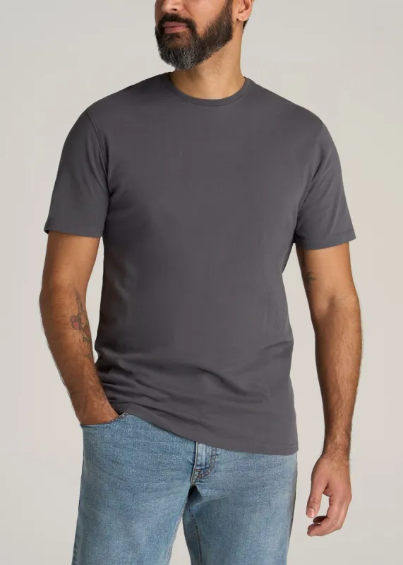 LJ&S Men's Tall REGULAR-FIT Crew Neck Tee in Flint Grey made by American Tall
