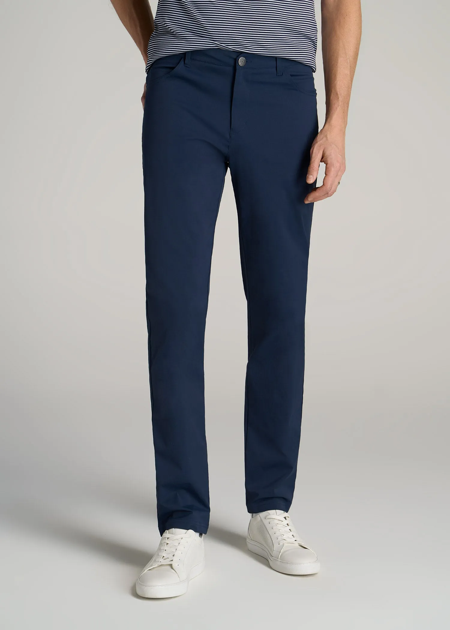 TAPERED-FIT Traveler Pants for Tall Men in Marine Navy sold by American Tall