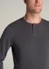 Pima Stretch Knit Henley Shirt for Tall Men in Iron Grey sold by American Tall