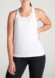 Racerback Tank Top in White - Extra-Long Women's Tanks sold by American Tall